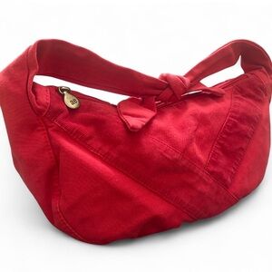 Vintage American Eagle Red Canvas Hobo Bag | Y2K